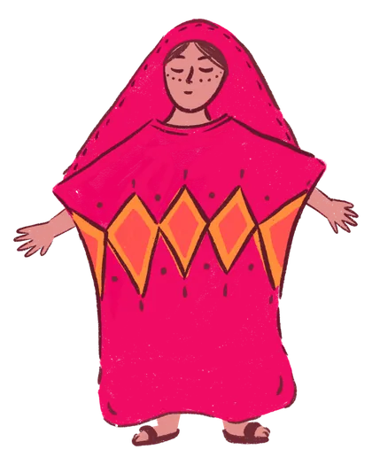 Mujer wayuu con manta tradicional
